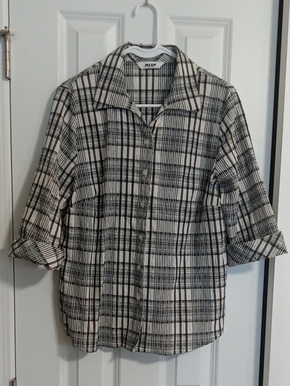 Alia Black and White Plaid Relaxed Button-Front Shirt